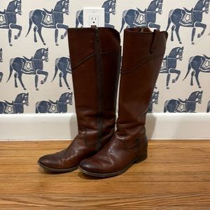 FRYE Melissa Tab Tall Brown Leather Riding Boots (3470110) Women's Size 9.5